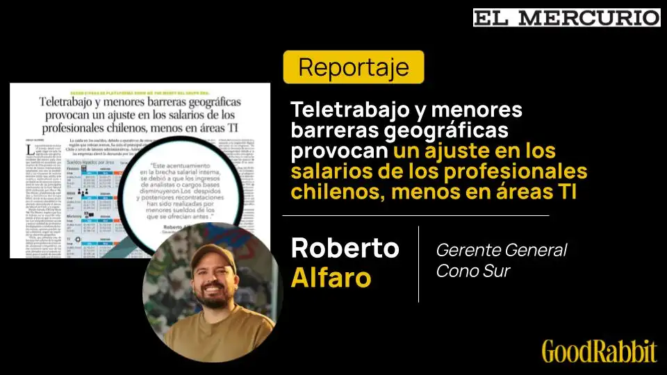 Recorte de prensa de Roberto Alfaro en El Mercurio sobre teletrabajo y salarios